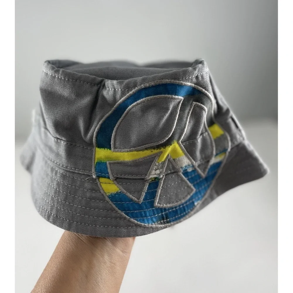 NWT NEW GYMBOREE AHOY BUCKET‎ HAT GRAY SIZE 12-24 MONTHS Toddler Kids PEACE SIGN